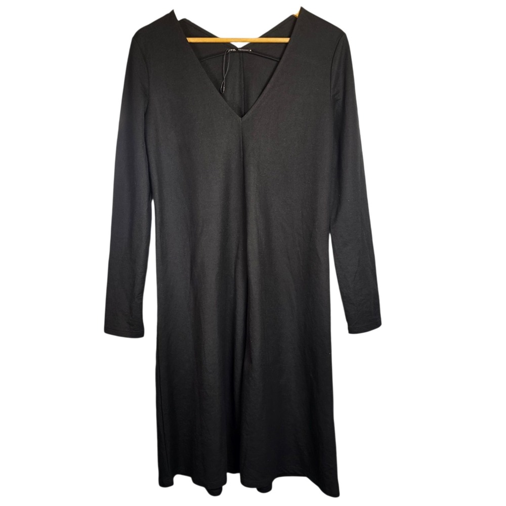 Zara Black V-neck Dress,‎ Long Sleeve Size Small